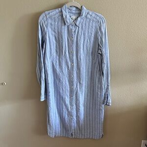 J. Jill Light Blue Striped Shirt Dress